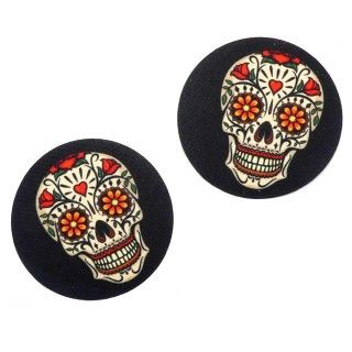 Parche rodillera termoadhesiva calavera mexicana 75mm