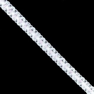 Pasacintas con cinta raso 1,6cm. Rosa y blanco