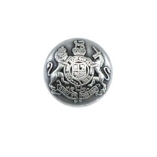 Botón zamac con escudo león en plata vieja. Varios tamaños